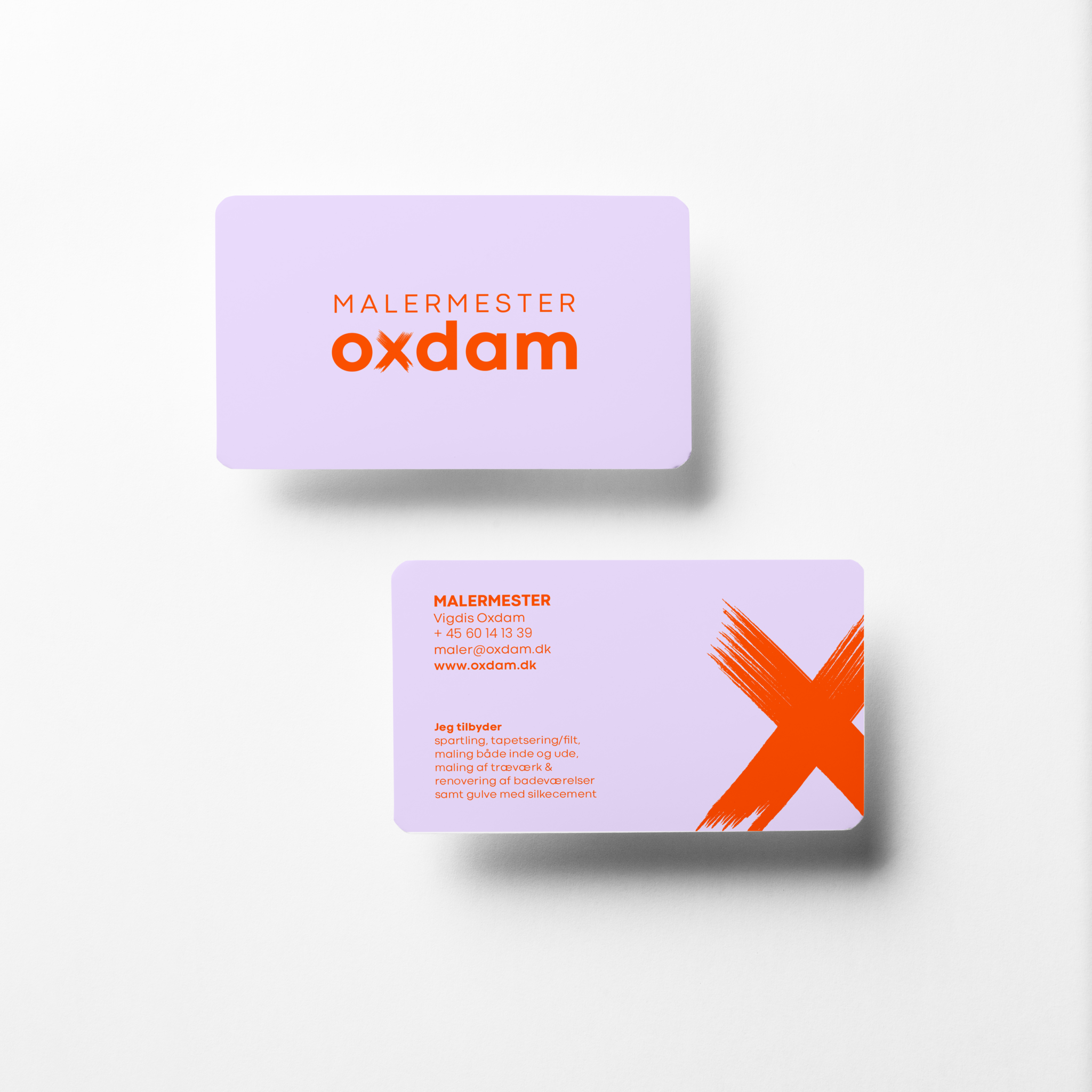Malermester Oxdam, design af visitkort